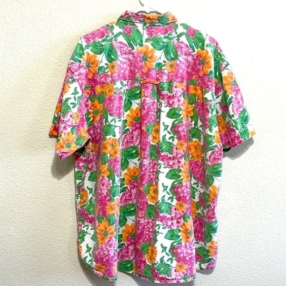 VINTAGE Jacque & KoKo Floral Short Sleeve Button Down Shirt Size 22/24 - Picture 6 of 10